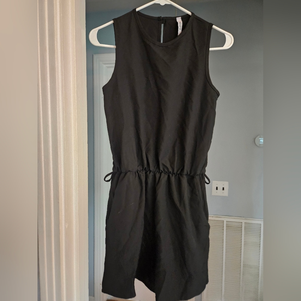 Two Hearts Black Sleeveless Romper with Pockets